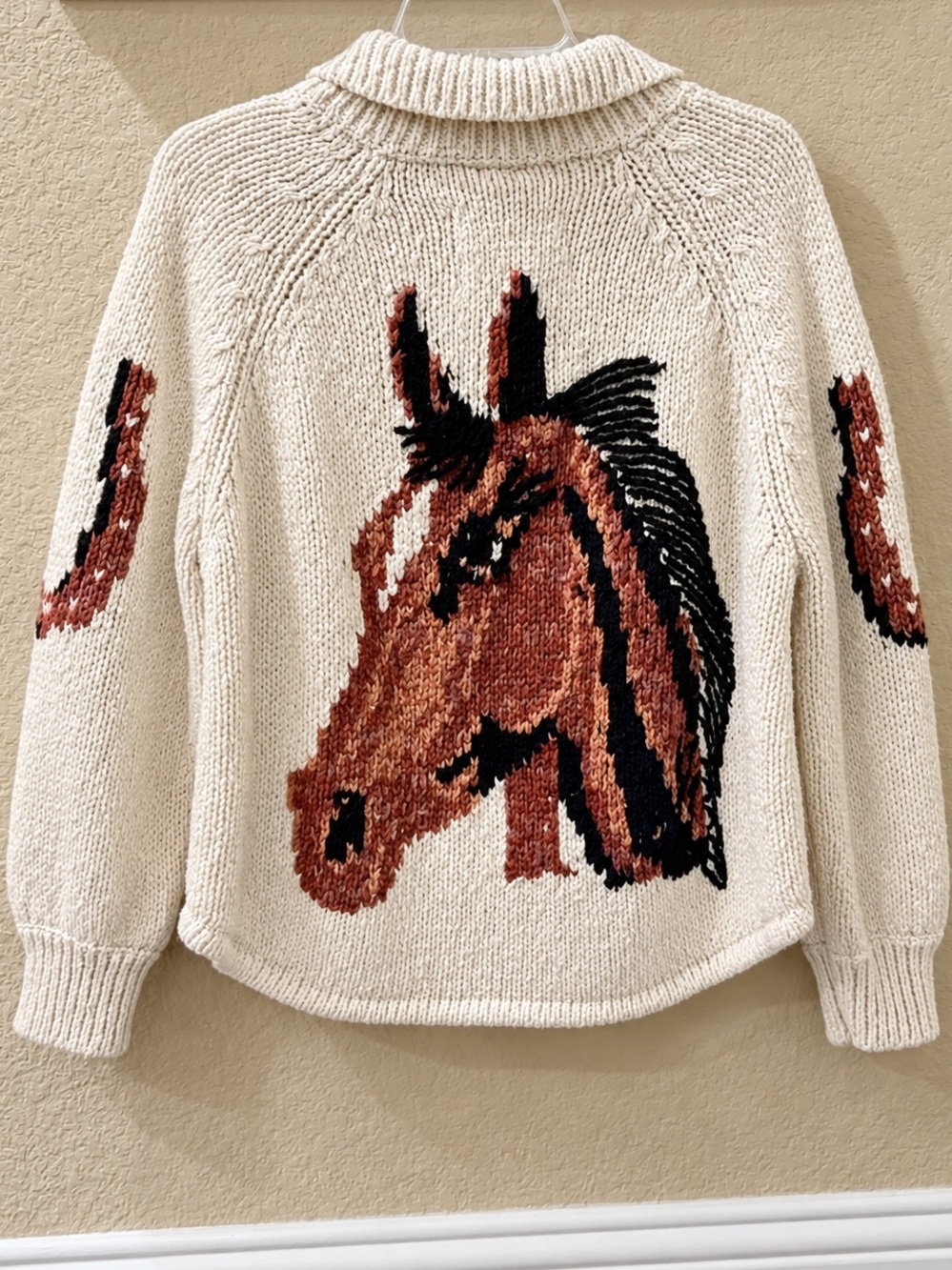 Pilcro by Anthropologie Western Horse Graphic Knit Cardigan Sweater Size MP - Picture 2 of 12